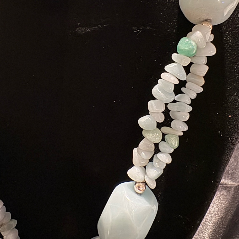 Amazonite 925 Sterling Statement Blue Beaded Hear… - image 5